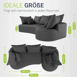 Sofa Tirano mit Ottomane & Dekokissen