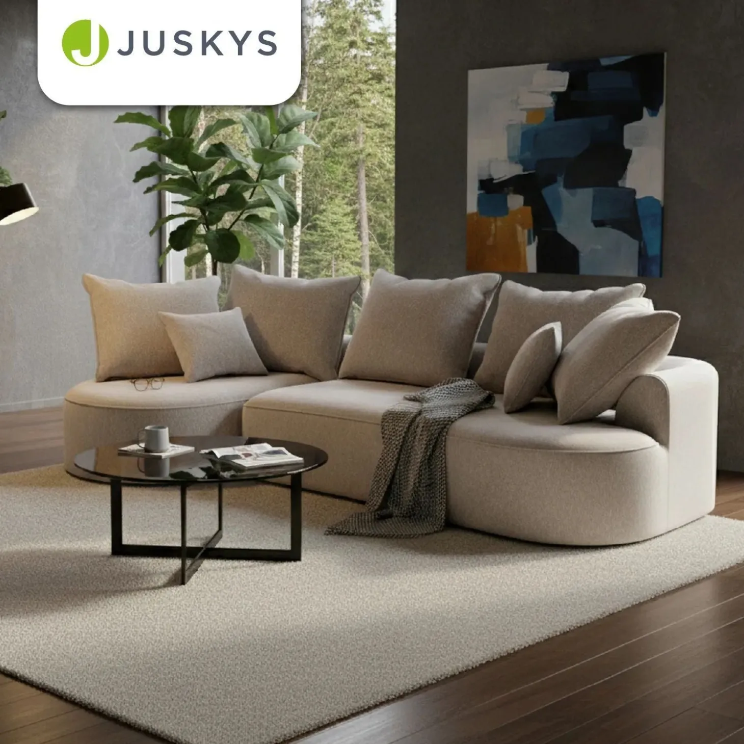 Sofa Tirano mit Ottomane & Dekokissen