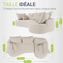 Sofa Tirano mit Ottomane & Dekokissen