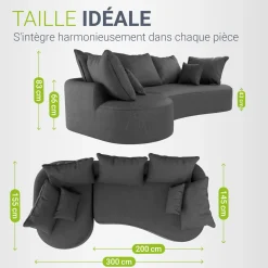 Sofa Tirano mit Ottomane & Dekokissen