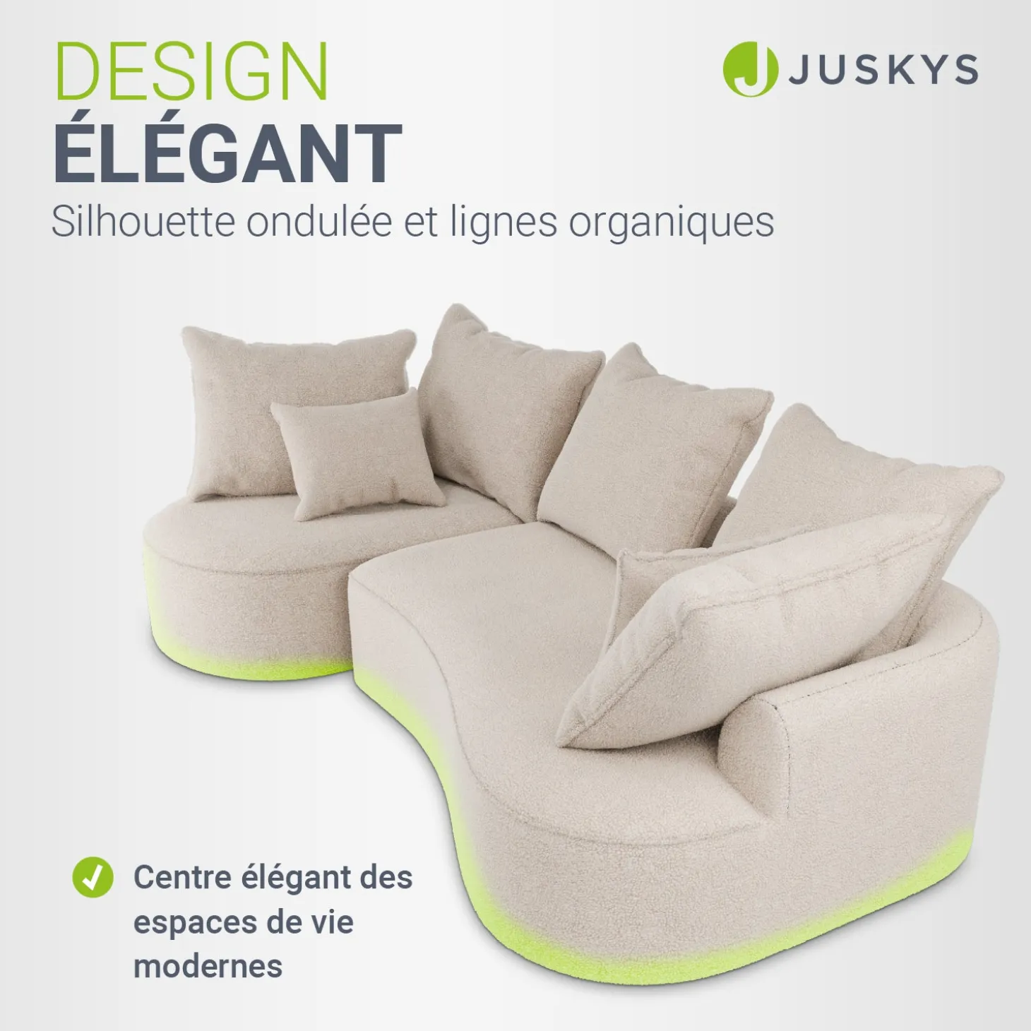 Sofa Tirano mit Ottomane & Dekokissen