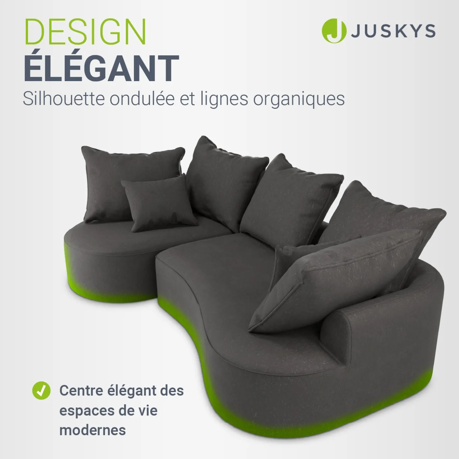 Sofa Tirano mit Ottomane & Dekokissen