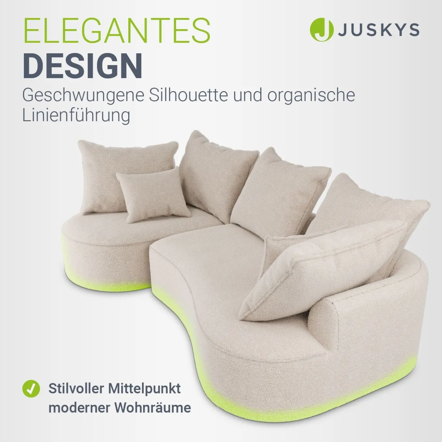 Sofa Tirano mit Ottomane & Dekokissen