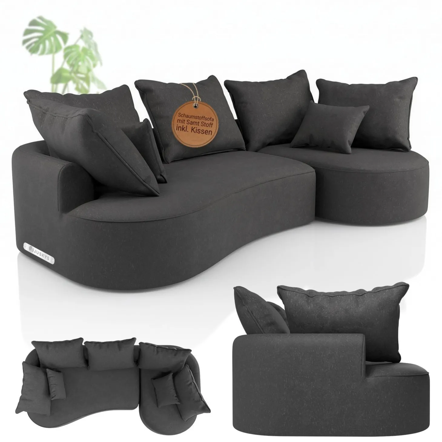 Sofa Tirano mit Ottomane & Dekokissen