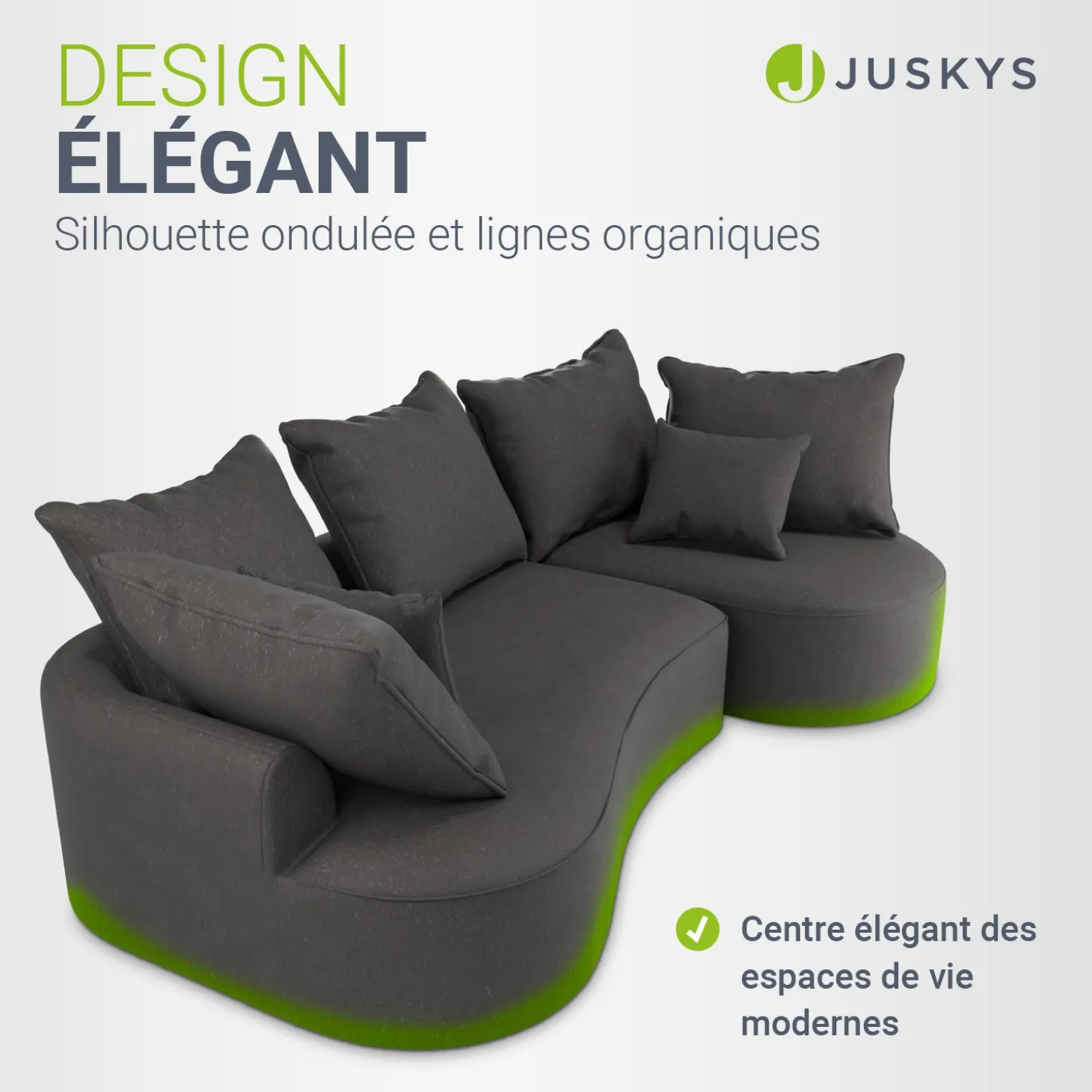 Sofa Tirano mit Ottomane & Dekokissen