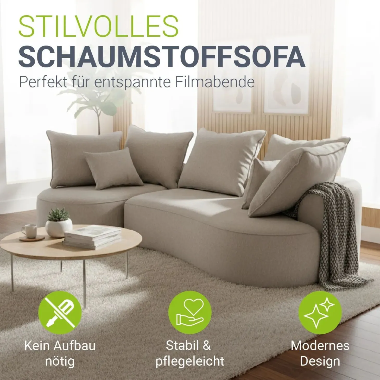 Sofa Tirano mit Ottomane & Dekokissen