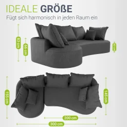 Sofa Tirano mit Ottomane & Dekokissen