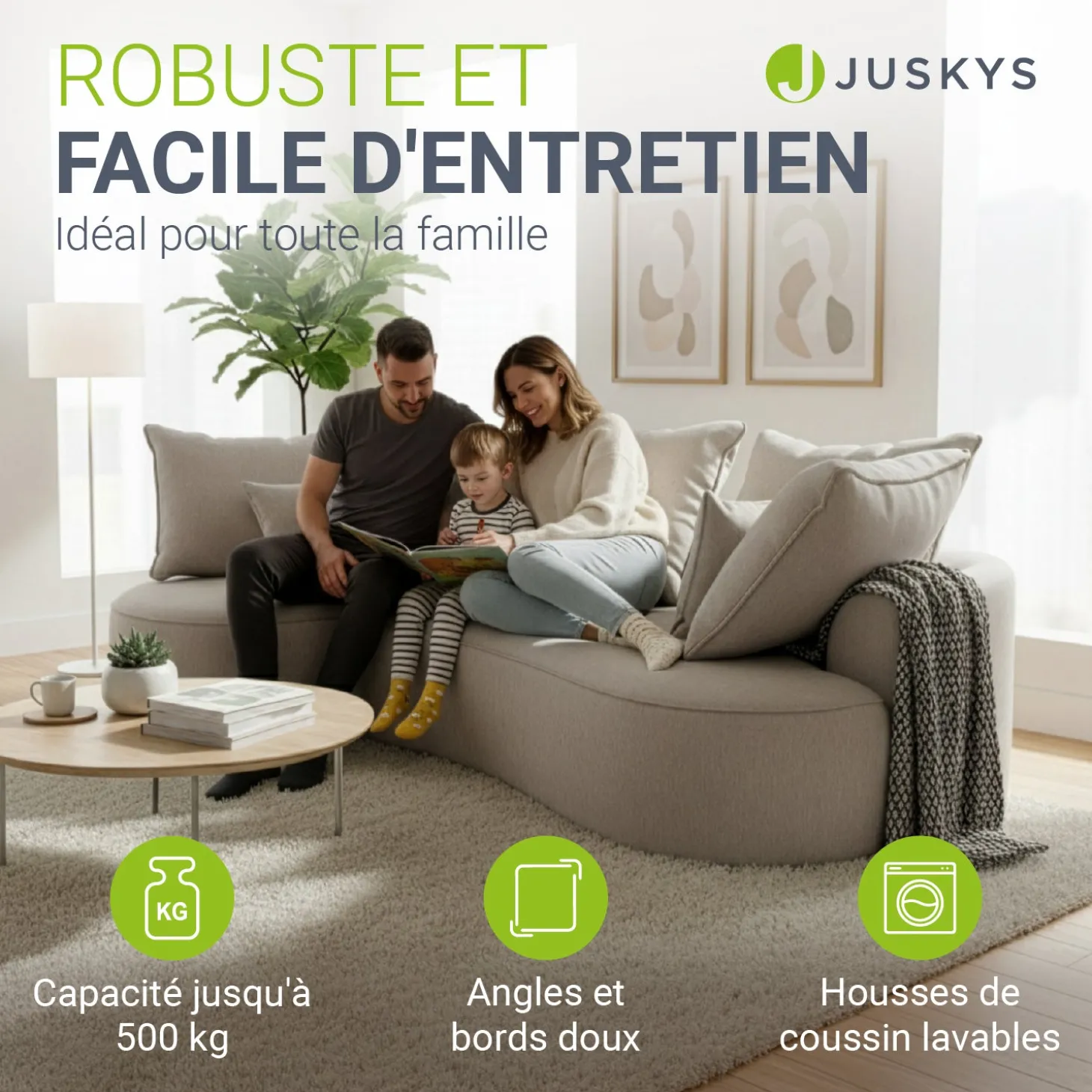 Sofa Tirano mit Ottomane & Dekokissen