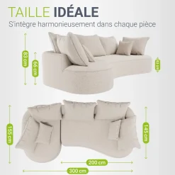 Sofa Tirano mit Ottomane & Dekokissen
