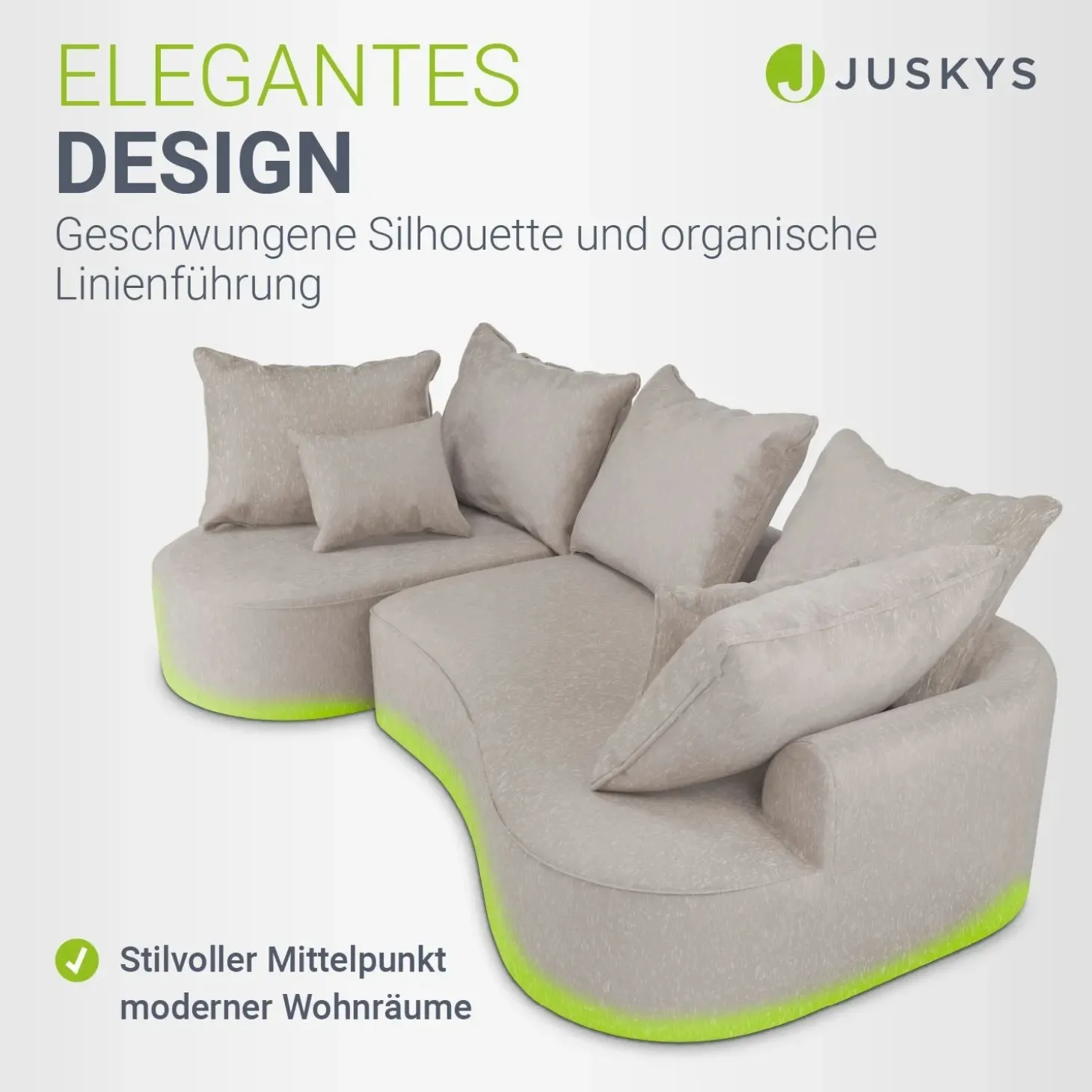 Sofa Tirano mit Ottomane & Dekokissen