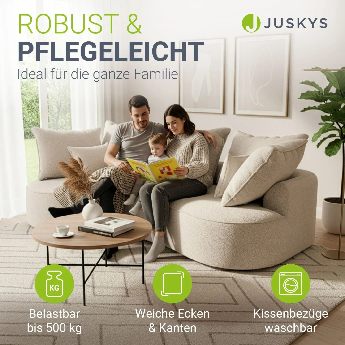 Sofa Tirano mit Ottomane & Dekokissen