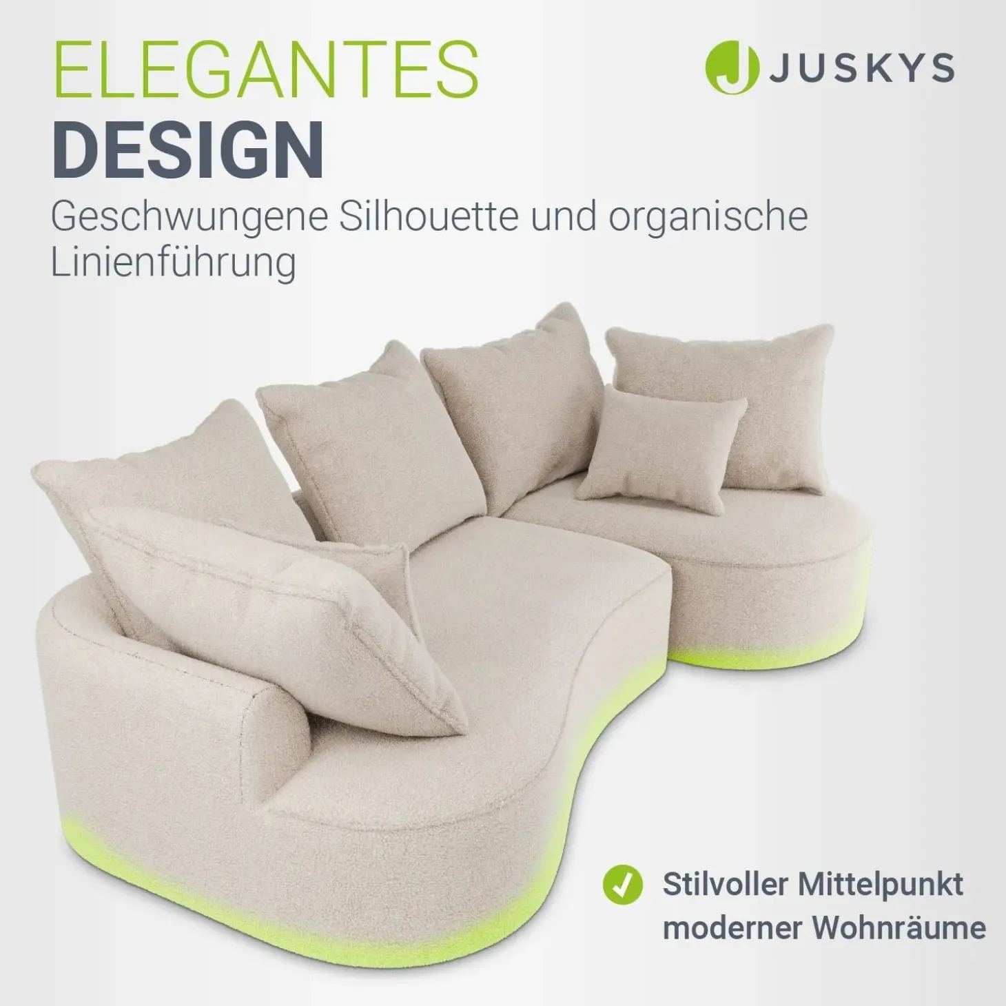 Sofa Tirano mit Ottomane & Dekokissen