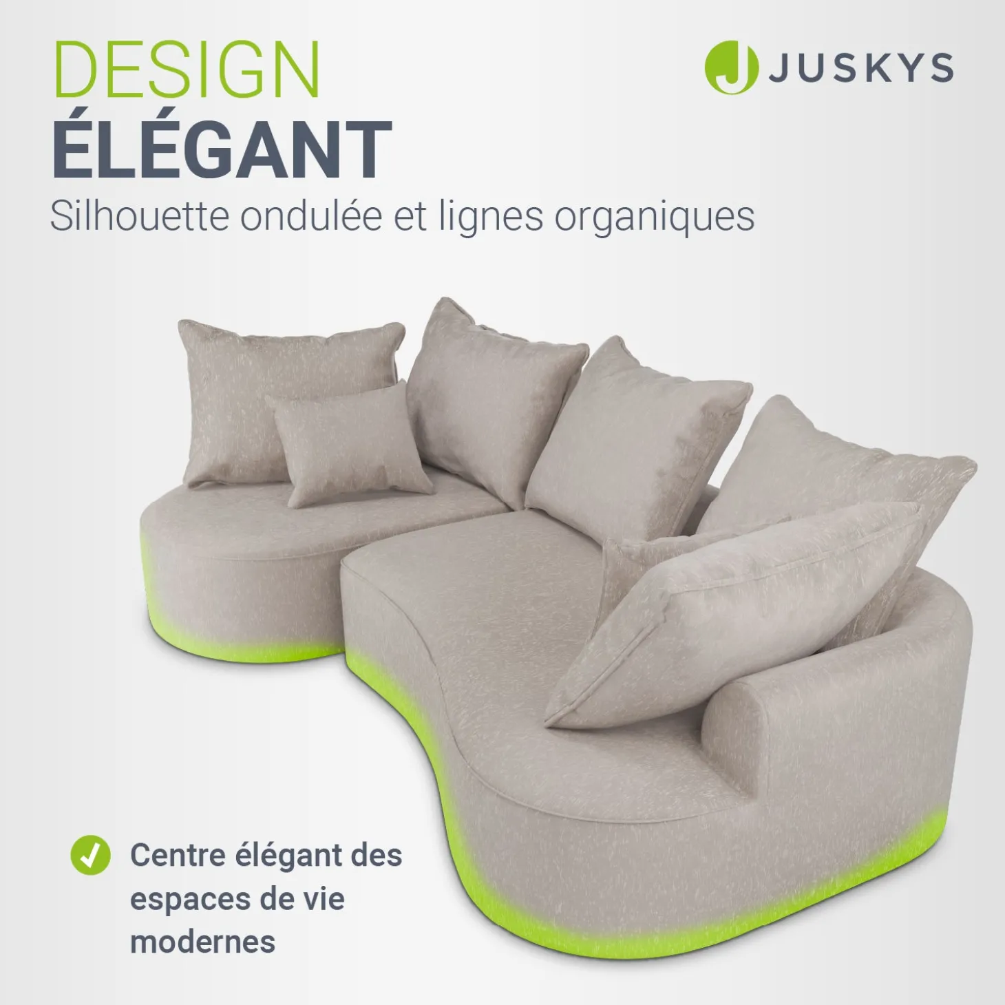 Sofa Tirano mit Ottomane & Dekokissen