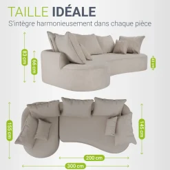 Sofa Tirano mit Ottomane & Dekokissen