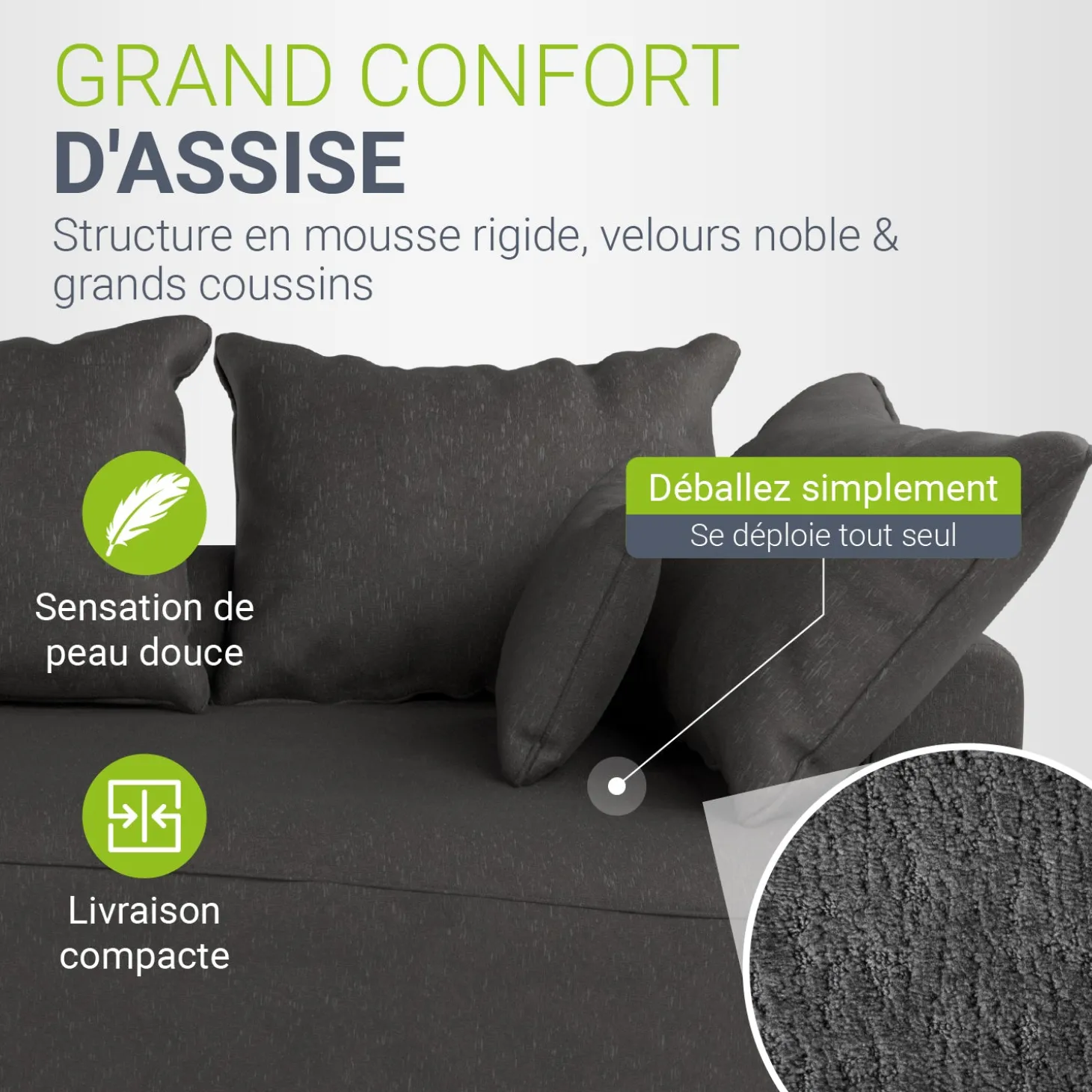 Sofa Tirano mit Ottomane & Dekokissen
