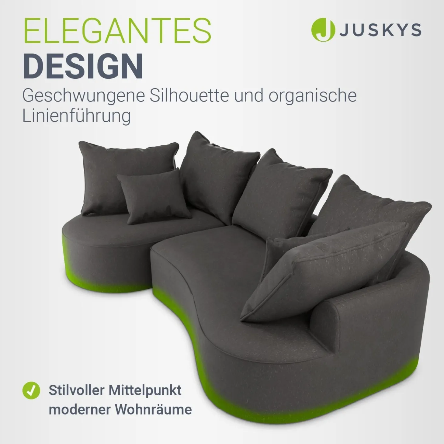Sofa Tirano mit Ottomane & Dekokissen