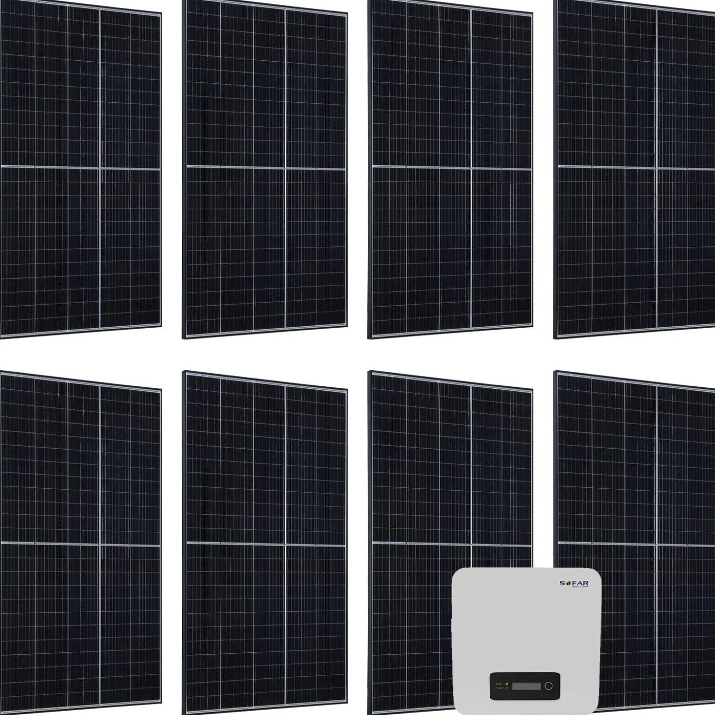 Solaranlage Set mit 8 Longi 400 W Solarpaneele & Wechselrichter