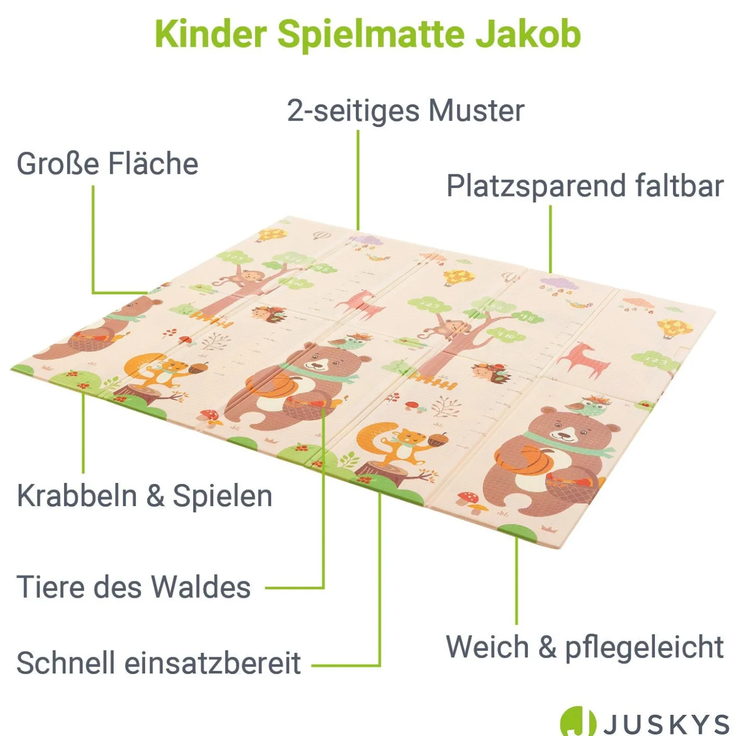 Spielmatte 180 x 200 cm mit diversen Tiermotiven