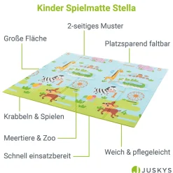 Spielmatte 180 x 200 cm mit diversen Tiermotiven