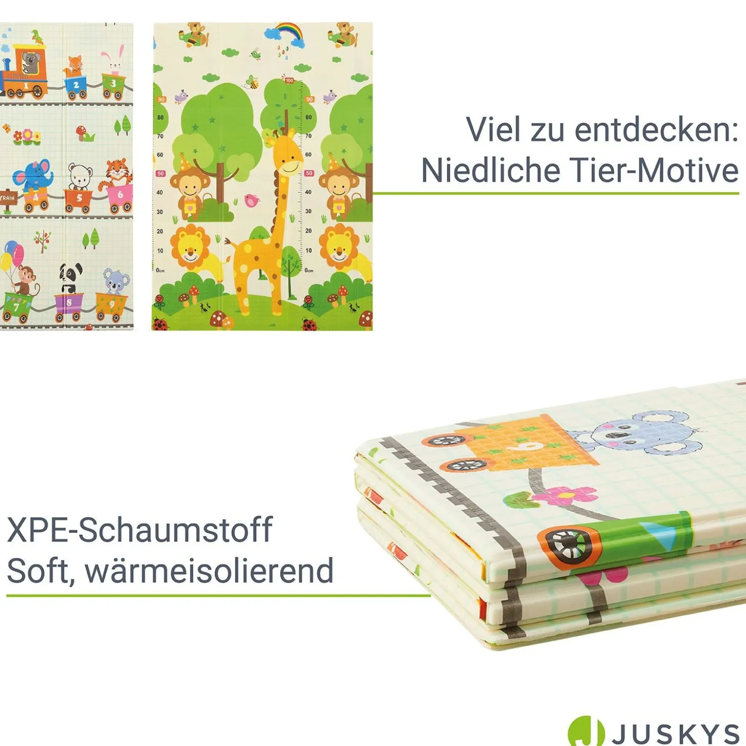 Spielmatte 180 x 200 cm mit diversen Tiermotiven
