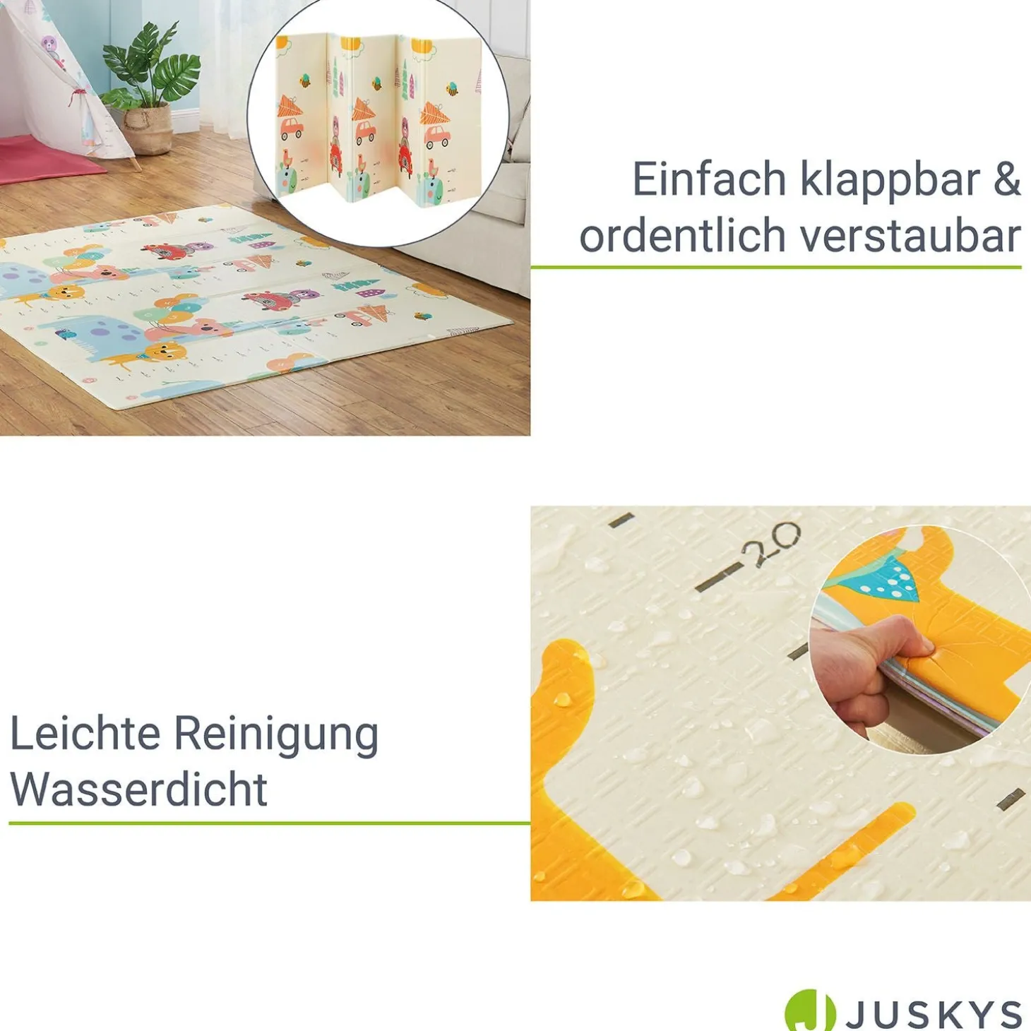 Spielmatte 180 x 200 cm mit diversen Tiermotiven