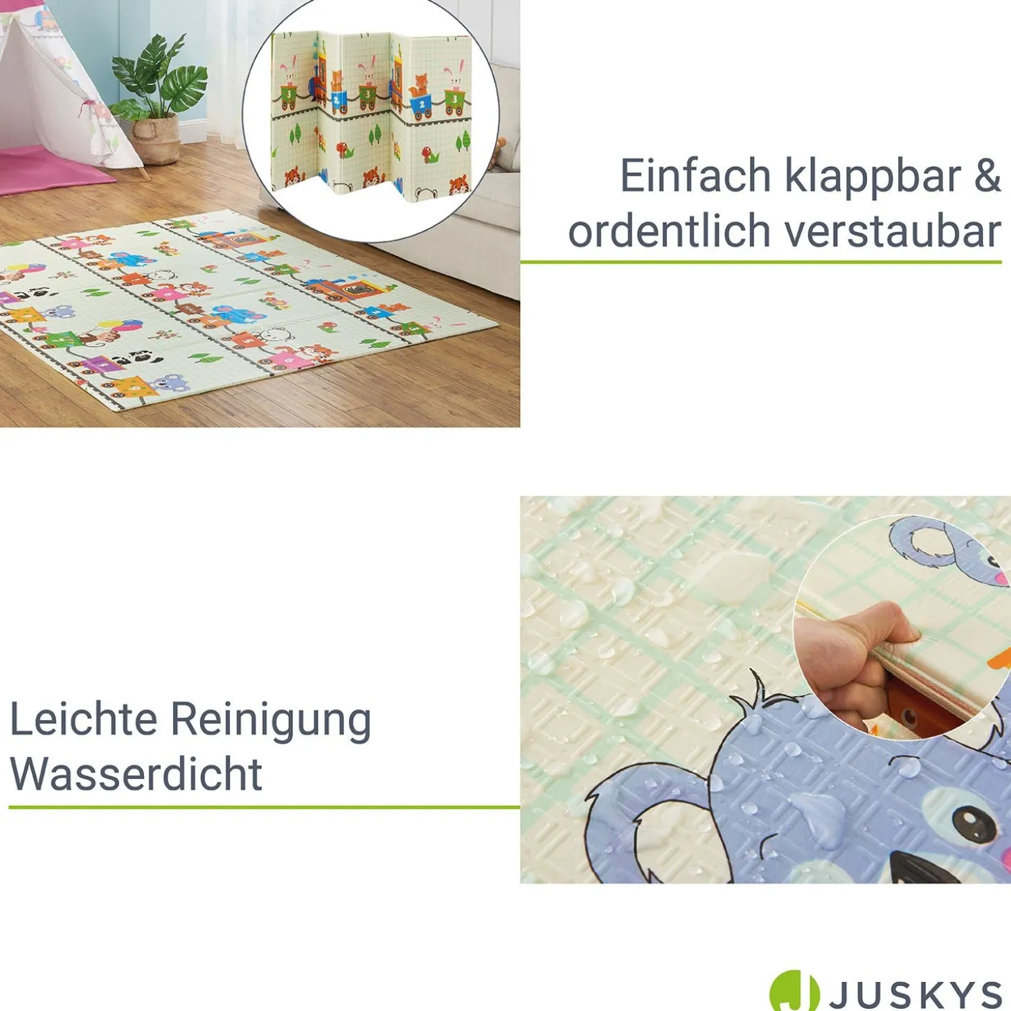 Spielmatte 180 x 200 cm mit diversen Tiermotiven