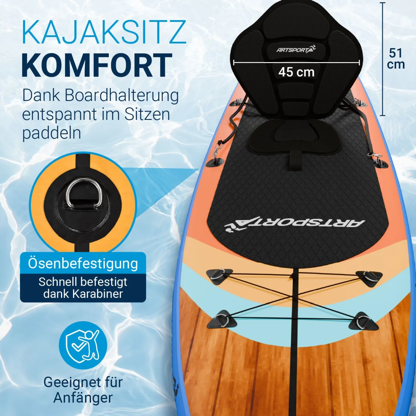 Stand Up Paddling Board mit Kajaksitz