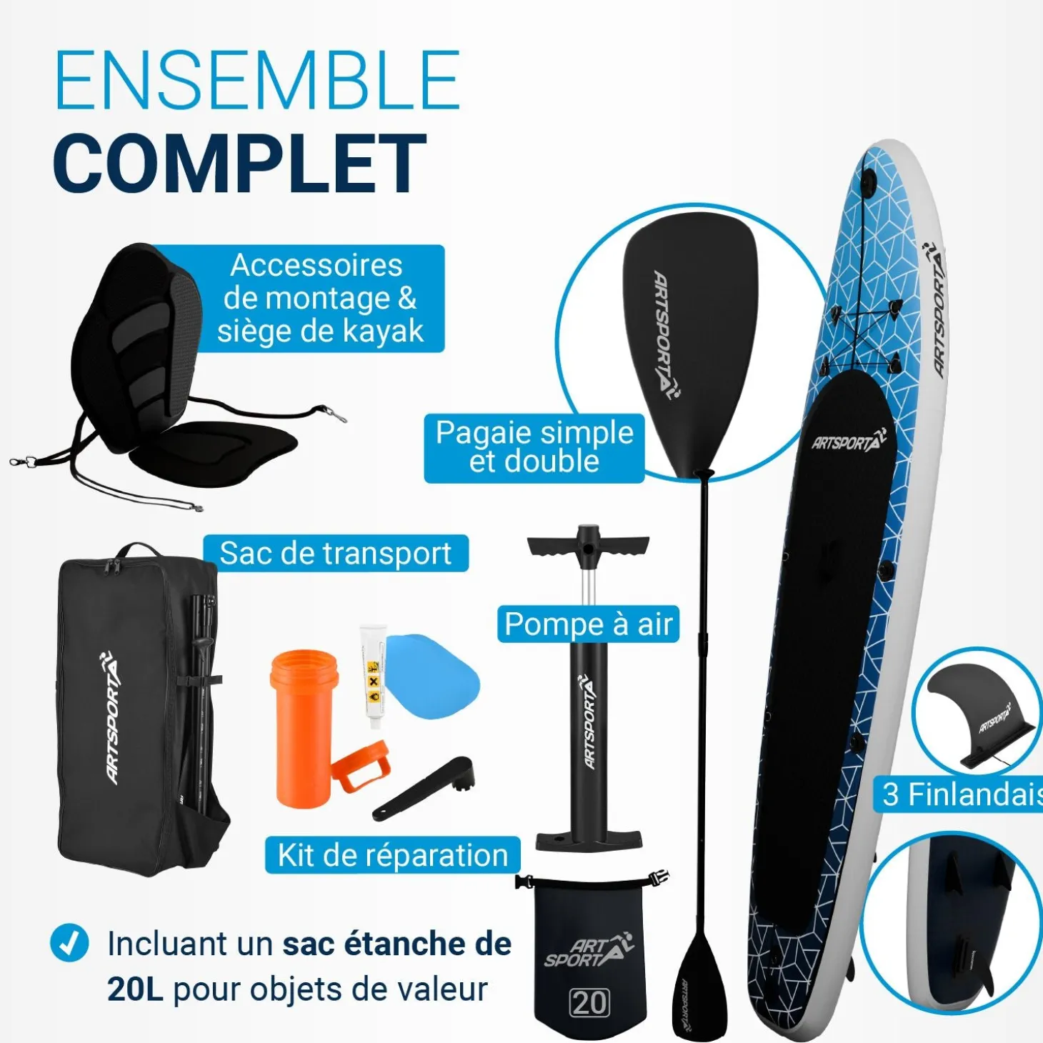 Stand Up Paddling Board mit Kajaksitz