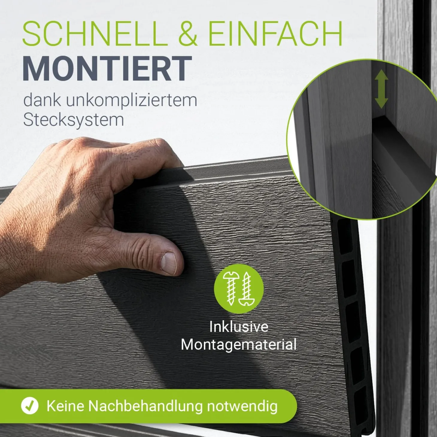 WPC Zaun aus Elementen & Pfosten